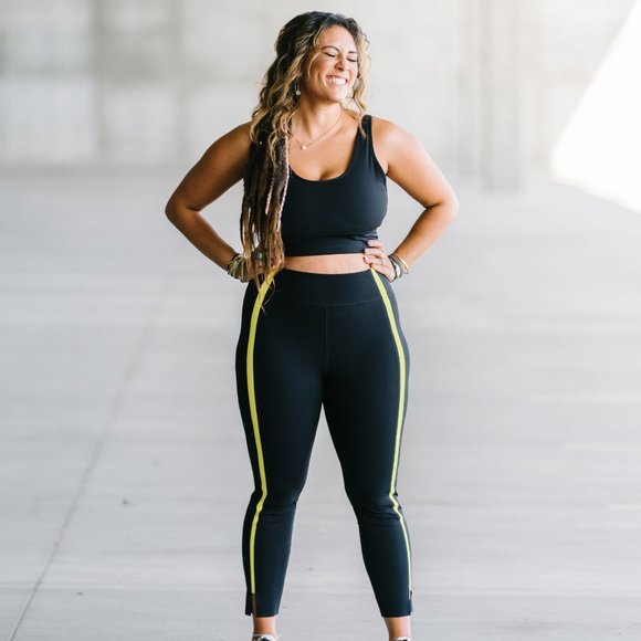 ZYIA Pants - Black Neon Tape Luxe Hi-Rise 7/8 24"